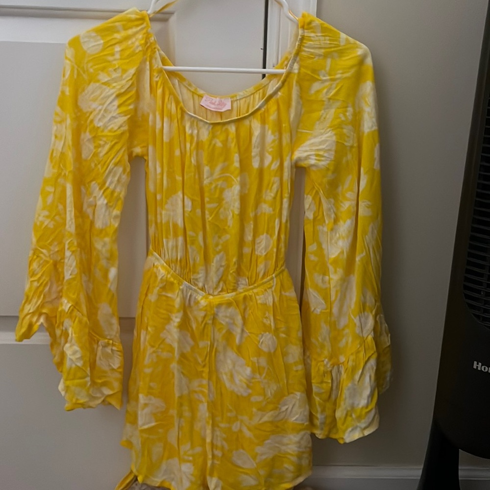 Pink Lily Yellow Romper